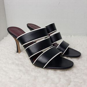 Staud Sonny Womens Open Toe Sandals Shoes Size 9 Black White Strappy Mule Shoes